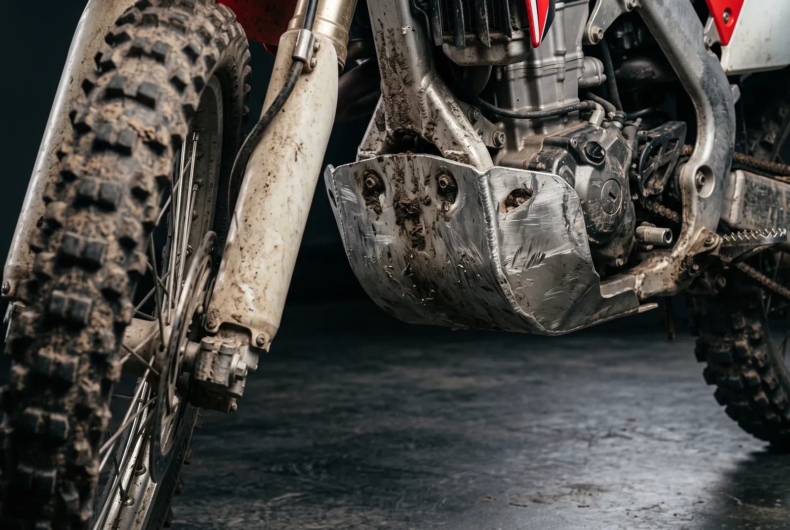 Detail van een Crossmotor 450 viertakt
